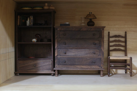 1:6 Scale Walnut Wooden Cabinet Miniature Dollhouse Furniture