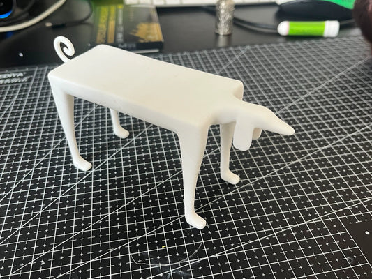 Tabouret miniature pour chien à l'échelle 1:6, transformable en table, modèle blanc, meubles pour maison de poupée