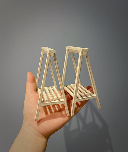 Mesa de madera a escala 1:6, muebles para casa de muñecas en miniatura, estilo shabby chic