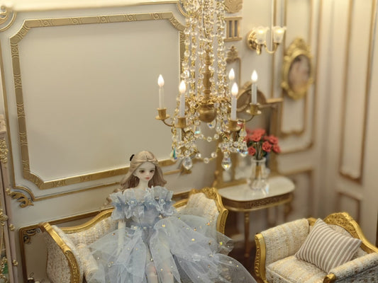 Lustre miniature en cristal à l'échelle 1:6 pour maison de poupée BJD Blythe Barbie