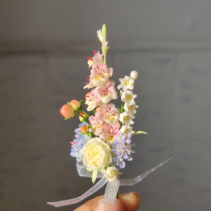 1:6 Scale Clay Flower Bouquet Miniature Dollhouse Accessory