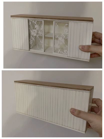 1:12 Scale Vintage Lace Distressed Side Cabinet Miniature Dollhouse Furniture For Bar Or Living Room