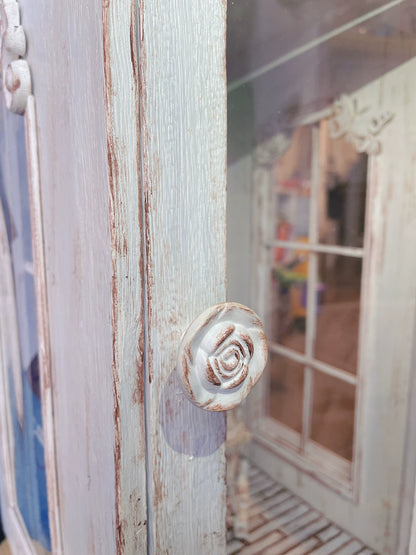 Vitrine miniature pour maison de poupée Blythe, échelle 1:6, motif rose rétro