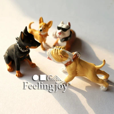 Figurines miniatures de chiens pour maison de poupée à l'échelle 1:6 et 1:12 - Ensemble de 4 modèles d'animaux réalistes