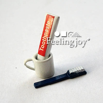 1:12 Scale Dollhouse Bathroom Accessories Set - Miniature Toothbrush and Toothpaste