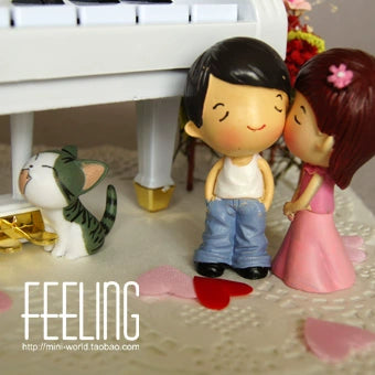 Piano miniature à l'échelle 1:12 avec scène de chat romantique - Cadeau idéal pour la Saint-Valentin