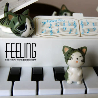 Piano miniature à l'échelle 1:12 avec scène de chat romantique - Cadeau idéal pour la Saint-Valentin