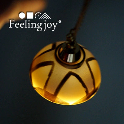 1:12 Scale Miniature Dollhouse Tiffany Style Gold Trim Wireless LED Pendant Light With Lighting