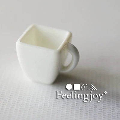Taza cuadrada blanca a escala 1:12 para muebles de casa de muñecas en miniatura y accesorios de maquetas DIY