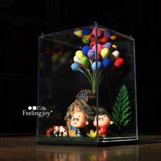 Caja de exhibición de escena de amor en miniatura a escala 1:12, bricolaje, casa voladora romántica, decoración para casa de muñecas, regalo de Navidad, San Valentín y cumpleaños.