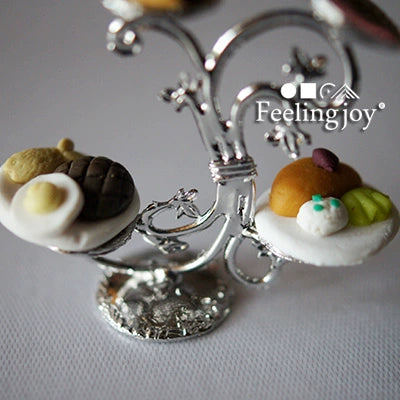 1:12 Scale Miniature Dollhouse Metal Dessert Rack Western Dining Tableware Accessory