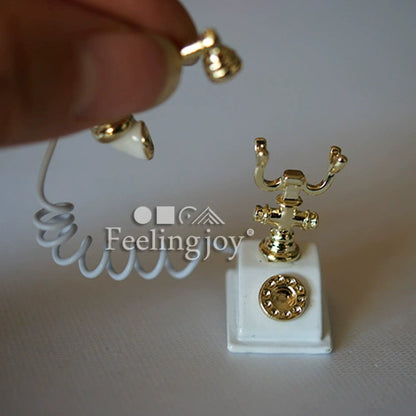 1:6 Scale BJD 1:12 Scale Miniature Dollhouse Scene Furniture Accessories Vintage Telephone Props For Photography