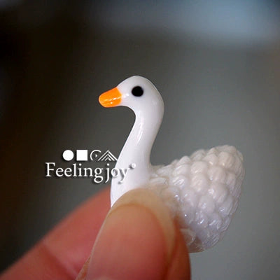 1:12 Scale Miniature Dollhouse DIY Swan Couple White Swans Simulation Model Accessories