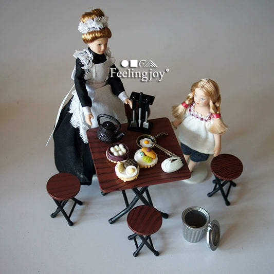 Meubles miniatures pour maison de poupée à l'échelle 1:12, table à manger pliante chinoise, accessoires alimentaires miniatures