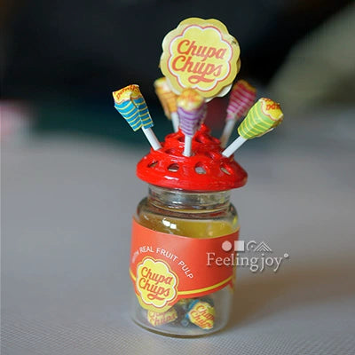 Accesorios para casa de muñecas en miniatura a escala 1:12, modelo de muñeca BJD, juego de dulces, piruletas embotelladas