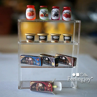 Accessoires miniatures pour maison de poupée à l'échelle 1:12, présentoir à gâteaux en acrylique, modèle de nourriture miniature