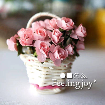Accessoires pour poupée BJD à l'échelle 1:6, meubles miniatures pour maison de poupée à l'échelle 1:12, panier de fleurs roses