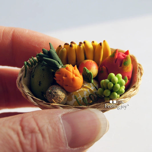 Maison de poupée miniature à l'échelle 1:12, ensemble de jeu de nourriture miniature à faire soi-même à l'échelle 1:24, fruits et légumes en argile, accessoires de simulation
