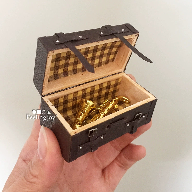 Accessoires miniatures pour maison de poupée, valise vintage, meubles miniatures, accessoires BJD, échelle 1:6 et 1:12