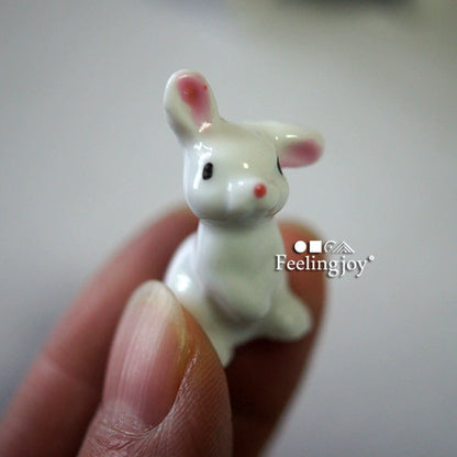 Accessoires de poupée BJD échelle 1:6 et échelle 1:12, accessoires de scène de maison de poupée miniature, ensemble de lapin en céramique, présentoir miniature