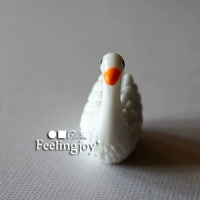 1:12 Scale Miniature Dollhouse DIY Swan Couple White Swans Simulation Model Accessories