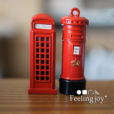 Accesorios para casa de muñecas en miniatura a escala 1:12: buzón de metal y cabina telefónica para BJD, accesorios de paisajismo DIY