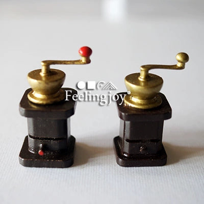 Accesorios para casa de muñecas en miniatura a escala 1:12, máquina de café vintage de madera, muebles en miniatura