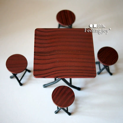 Muebles de casa de muñecas en miniatura a escala 1:12, mesa de comedor plegable china, accesorios de comida en miniatura