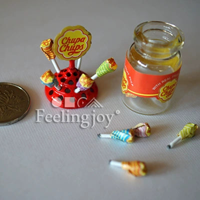 Accesorios para casa de muñecas en miniatura a escala 1:12, modelo de muñeca BJD, juego de dulces, piruletas embotelladas