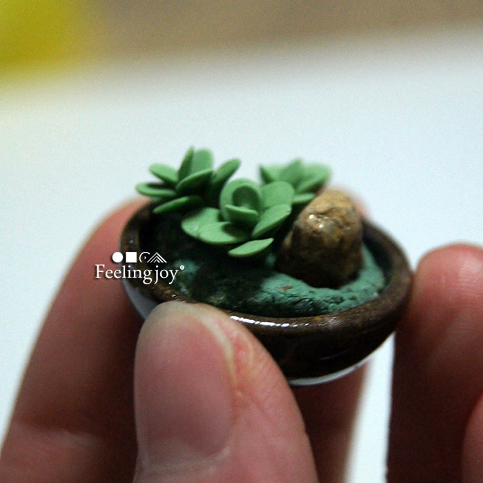 Casa de muñecas en miniatura a escala 1:12, accesorios para muñecas BJD, modelo de maceta con suculentas en miniatura