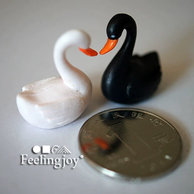 1:12 Scale Miniature Dollhouse DIY Swan Couple White Swans Simulation Model Accessories