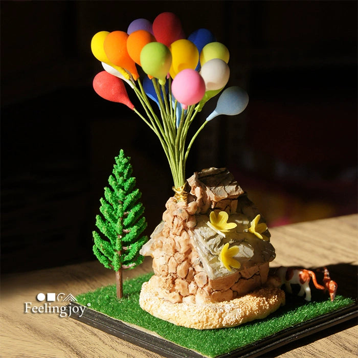 Boîte de présentation miniature à l'échelle 1:12 pour scène d'amour, maison volante romantique à faire soi-même, décoration de maison de poupée, cadeau de Noël, de Saint-Valentin, d'anniversaire