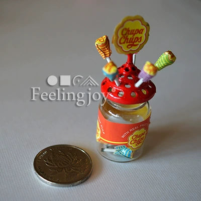 Accesorios para casa de muñecas en miniatura a escala 1:12, modelo de muñeca BJD, juego de dulces, piruletas embotelladas