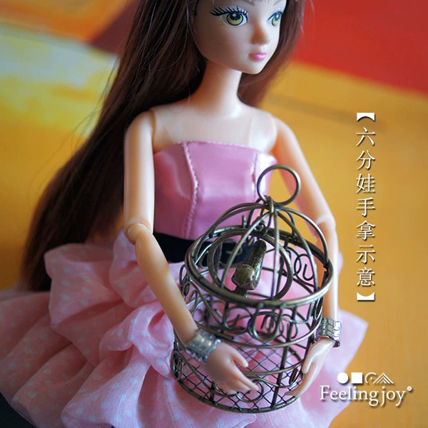 Accessoires miniatures BJD, échelle 1:3, échelle 1:4, échelle 1:6, cage à oiseaux en métal tissé, meubles de maison de poupée miniatures