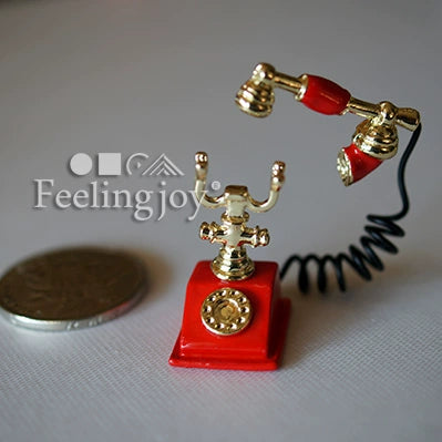 1:6 Scale BJD 1:12 Scale Miniature Dollhouse Scene Furniture Accessories Vintage Telephone Props For Photography