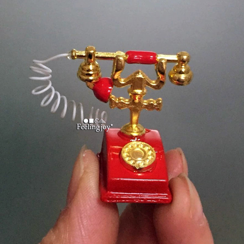 1:6 Scale BJD 1:12 Scale Miniature Dollhouse Scene Furniture Accessories Vintage Telephone Props For Photography