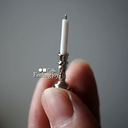 Juego de candelabros plateados en miniatura para casa de muñecas a escala 1:12: perfectos para muebles y accesorios de muñecas BJD.