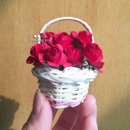 Accessoires pour poupée BJD à l'échelle 1:6, meubles miniatures pour maison de poupée à l'échelle 1:12, panier de fleurs roses