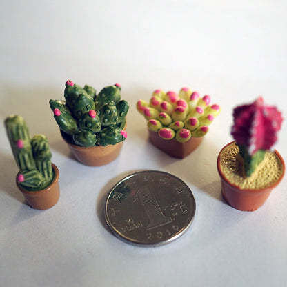 1:12 Scale Miniature Dollhouse DIY Forest Accessories Resin Potted Flowers Miniature Furniture