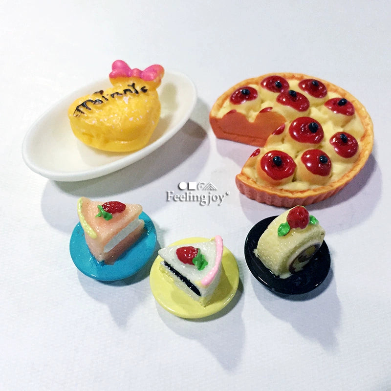 Muebles de casa de muñecas en miniatura a escala 1:12, accesorios para modelos BJD, comida, juego, deliciosos pasteles.