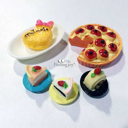 Muebles de casa de muñecas en miniatura a escala 1:12, accesorios para modelos BJD, comida, juego, deliciosos pasteles.