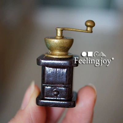Accesorios para casa de muñecas en miniatura a escala 1:12, máquina de café vintage de madera, muebles en miniatura