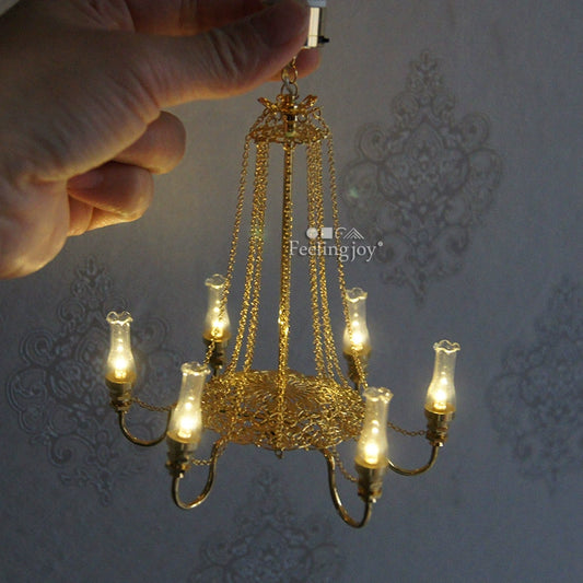 Lustre miniature en cristal à l'échelle 1:6, accessoire pour maison de poupée BJD Blythe