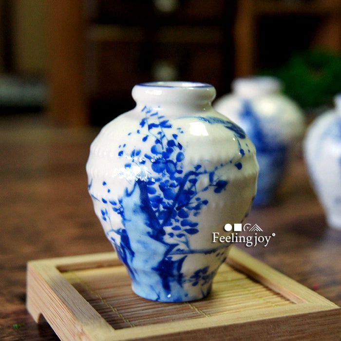 Vase miniature en céramique de style chinois à l'échelle 1:6, accessoire de photographie pour poupée BJD, décor peint à la main