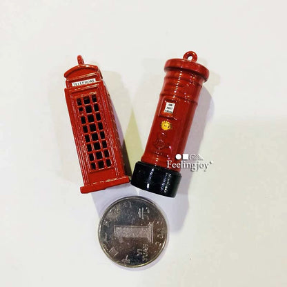 Accesorios para casa de muñecas en miniatura a escala 1:12: buzón de metal y cabina telefónica para BJD, accesorios de paisajismo DIY