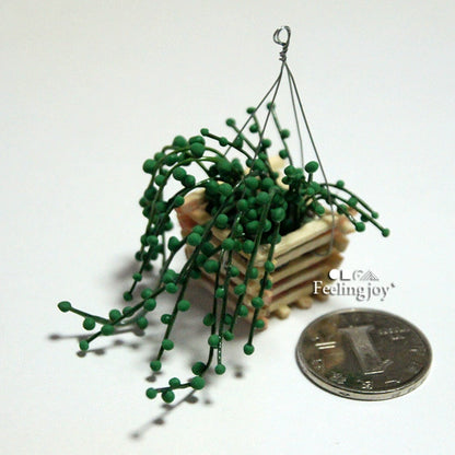 Maison de poupée miniature à l'échelle 1:12, accessoires de bricolage, panier suspendu, perles, artisanat en argile, meubles miniatures
