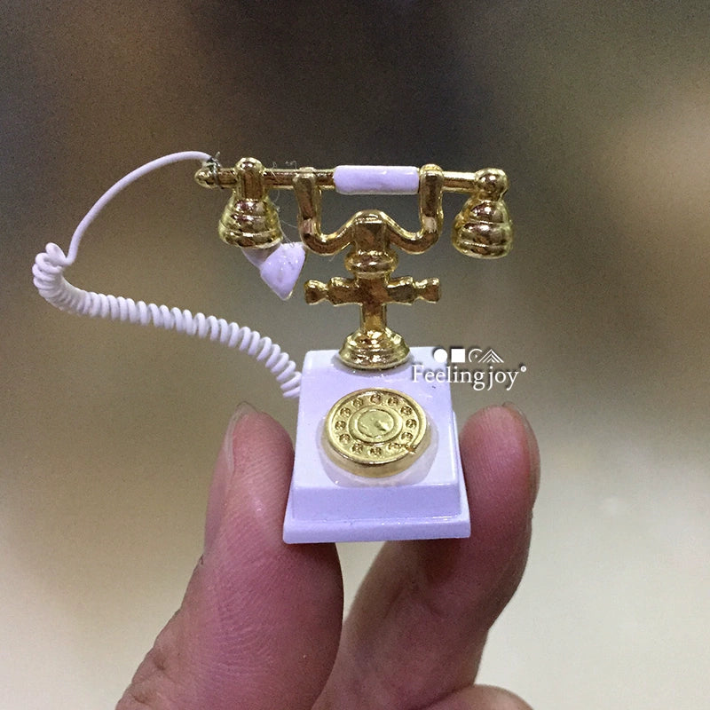 1:6 Scale BJD 1:12 Scale Miniature Dollhouse Scene Furniture Accessories Vintage Telephone Props For Photography