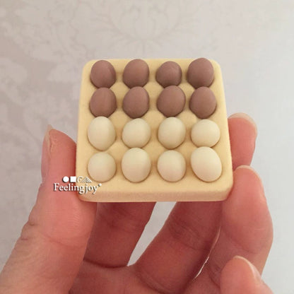 Accessoires miniatures pour maison de poupée, échelle 1:12/1:6, plateau à œufs factices, accessoires alimentaires miniatures, simulation d'œufs de poule, ensemble de jeu
