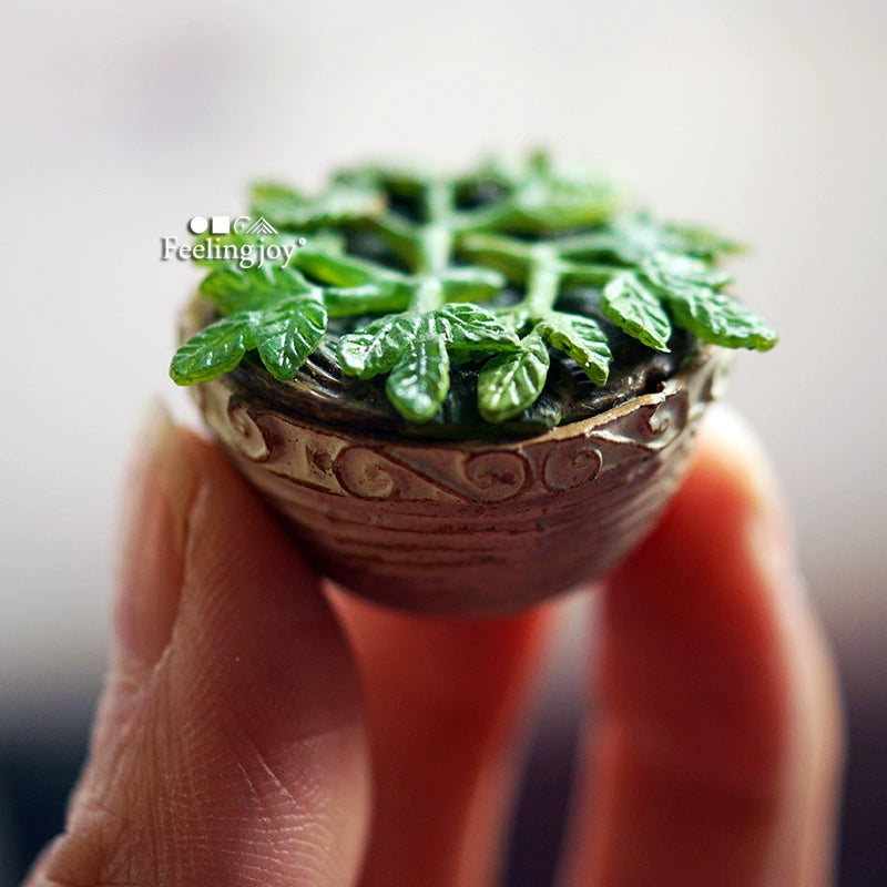 1:12 Scale Miniature Dollhouse DIY Forest Accessories Resin Potted Flowers Miniature Furniture