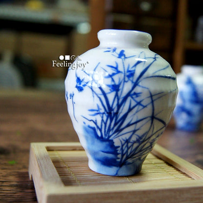 Vase miniature en céramique de style chinois à l'échelle 1:6, accessoire de photographie pour poupée BJD, décor peint à la main
